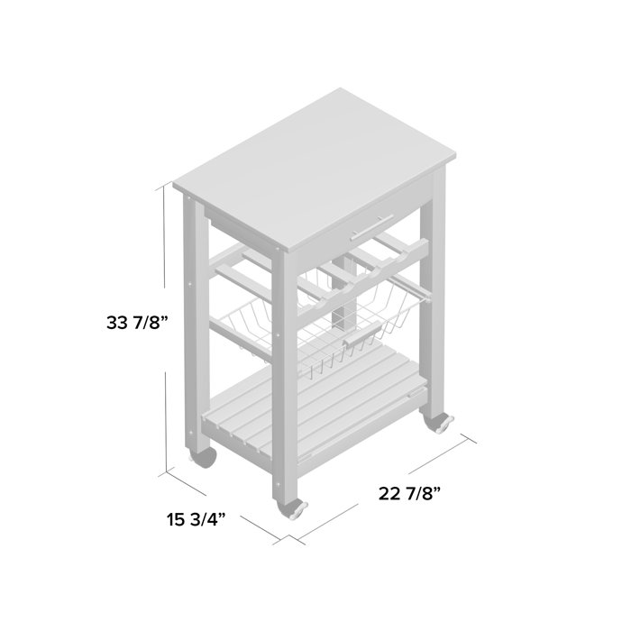 Winston Porter Macy 23'' Wide Rolling Kitchen Cart with Stainless Steel